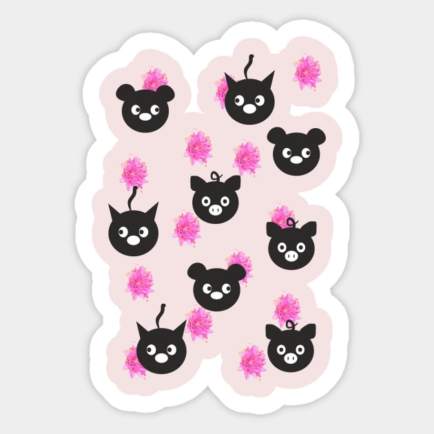 Funny Cat, Pig, Bear Sticker by Evgeniya